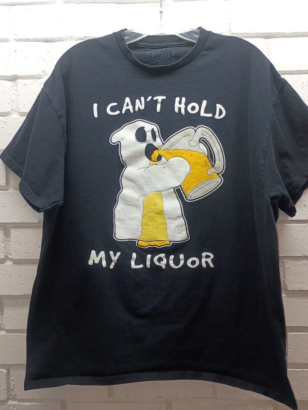 Spirit I Can't Hold My Liquor Ghost Short Sleeve Black T-Shirt Unisex Size XL